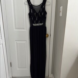 BCX Black and Silver Embellished Maxi Gown